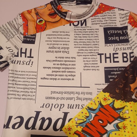 Cute Comic Newspaper Print Girls Dress – Size 7 - Picture 3 of 3